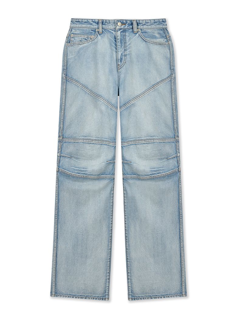 PANEL SEMI WIDE DENIM PANTS IN LIGHT BLUE