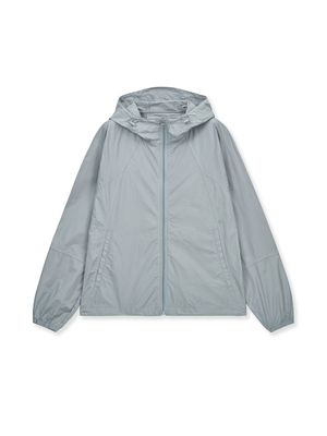 BACK LOGO HOODY WIND BREAKER IN LIGHT GREY