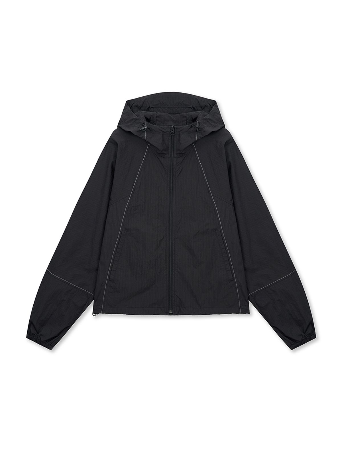 마뗑킴(MATIN KIM) CROPPED BACK LOGO HOODY WIND BREAKER IN BLACK
