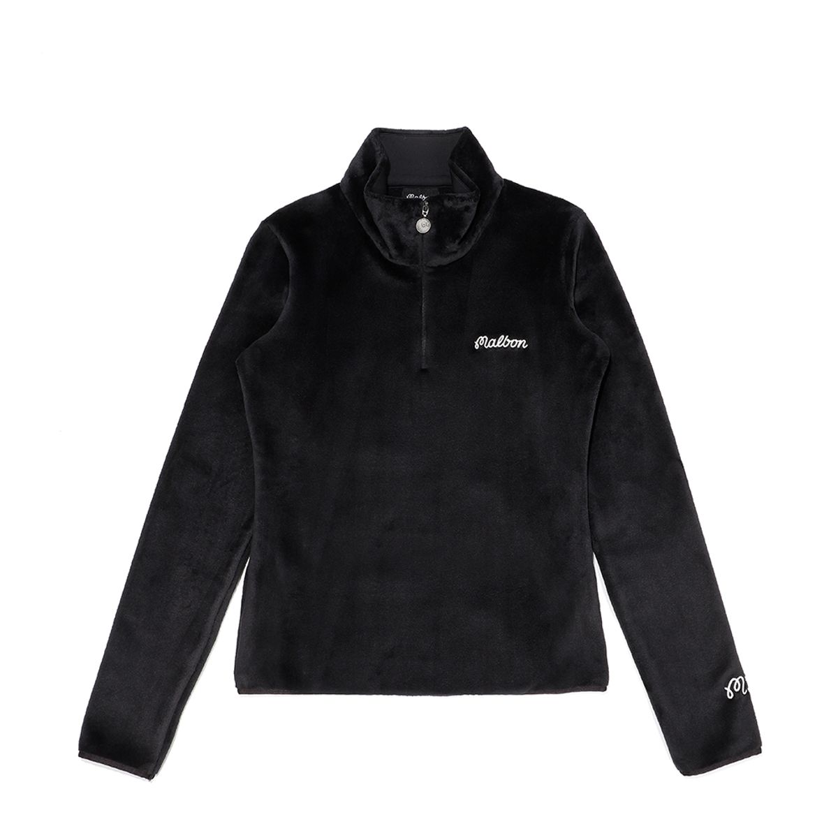 말본 골프(MALBON GOLF) Fluffy 하프 집업 티셔츠 BLACK (WOMAN)