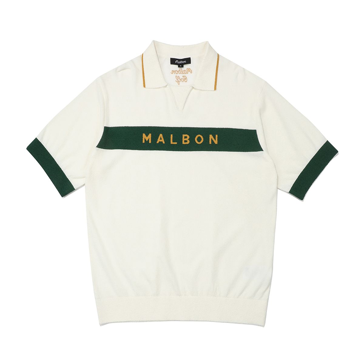 말본 골프(MALBON GOLF) Malbon Scirpt 폴로 니트 티셔츠 IVORY (MAN)