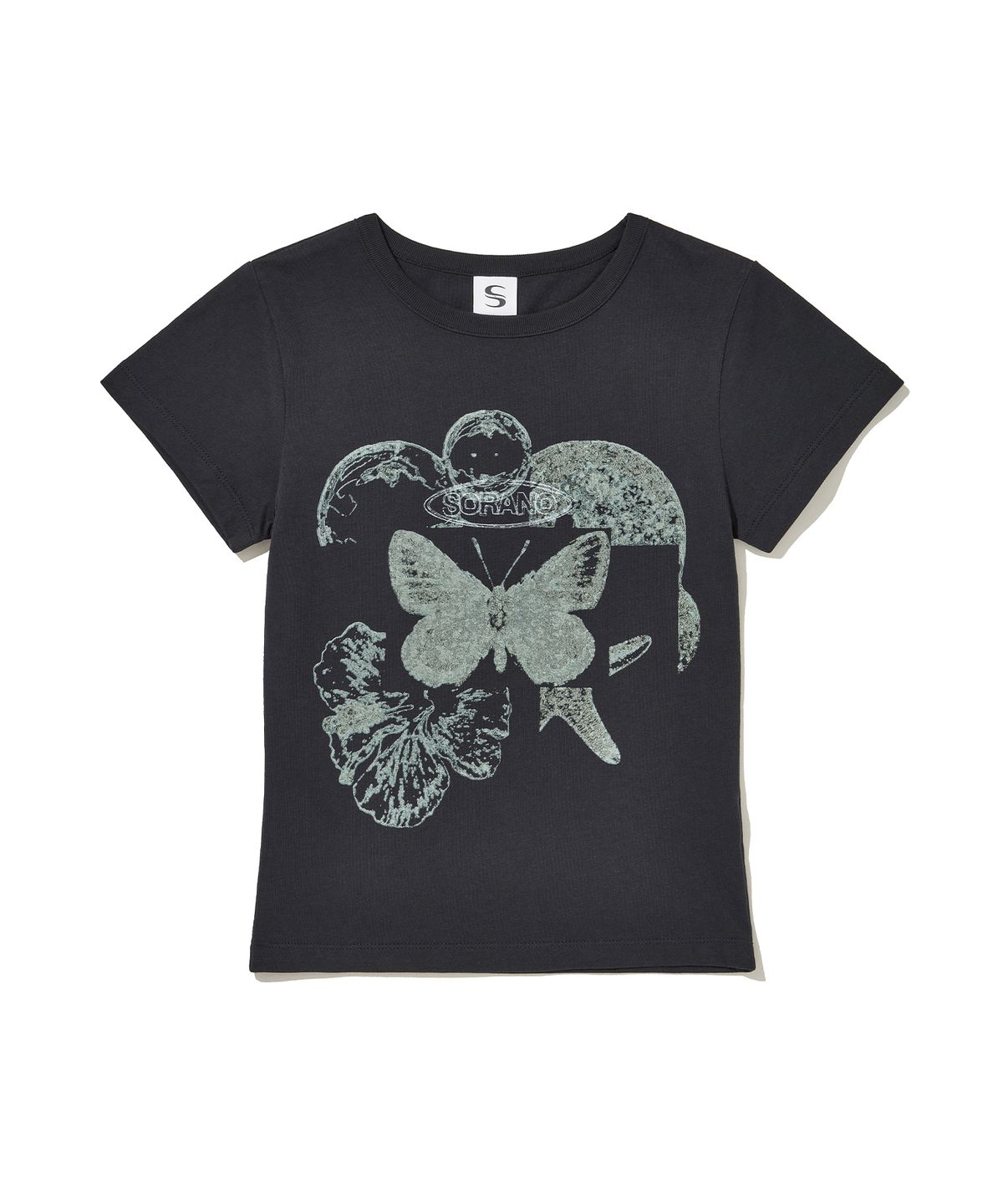 소라노(SORANO) SORANO Butterfly Artwork crop T-SHIRT [2color]