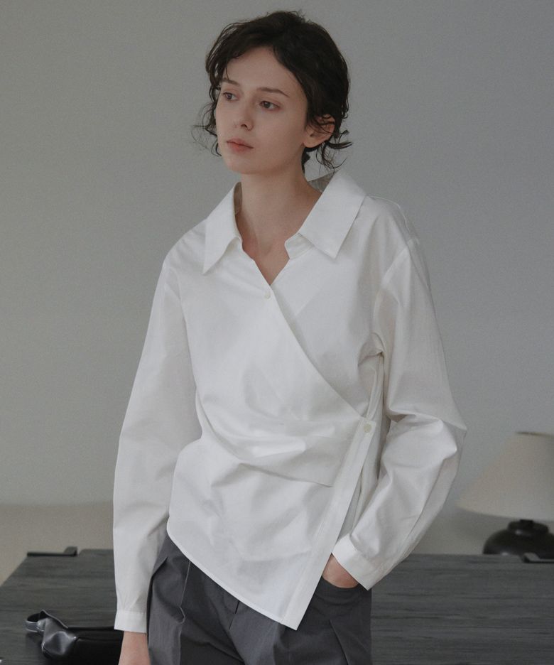 Lana Wrap Draped Blouse_2Color