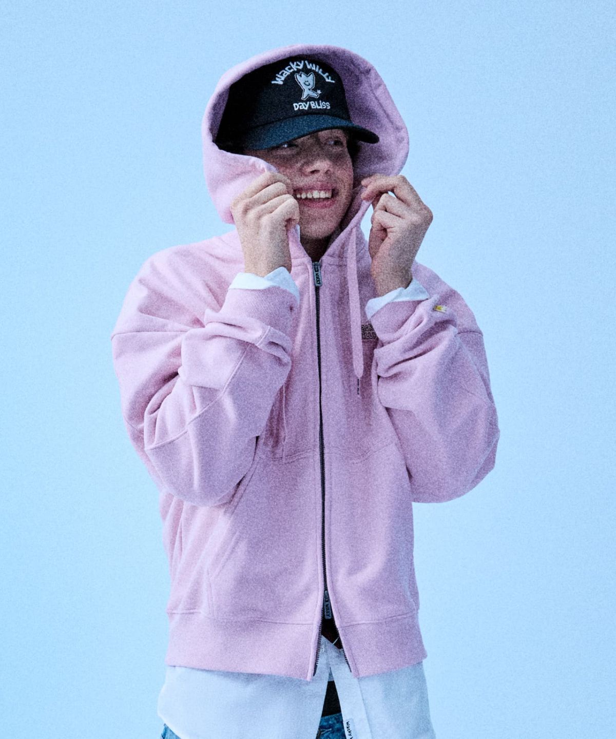 와키윌리(WACKY WILLY) 더블 와펜 로고 후드집업 핑크