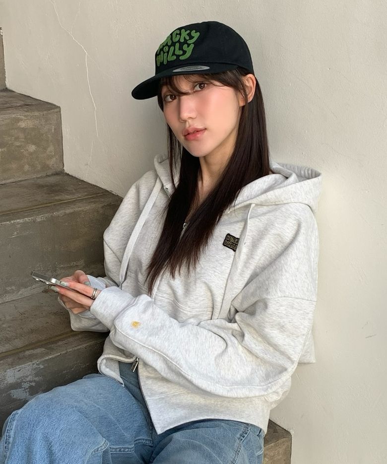 더블 와펜 로고 후드집업 라이트 그레이