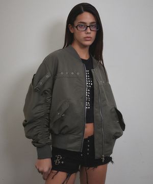 Eyelet Strap MA-1 Jacket (KHAKI)