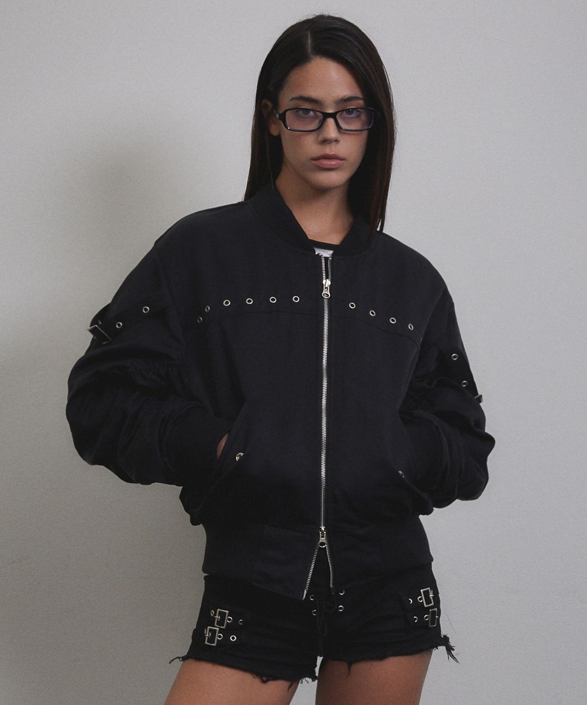 분트(VOONT) Eyelet Strap MA-1 Jacket (BLACK)