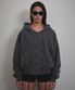 Eyelet Button Two-Way Hood Zip-Up (CHARCOAL)