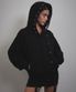 Eyelet Button Two-Way Hood Zip-Up (BLACK)