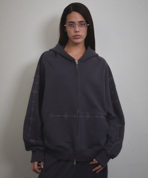Stud Line Hood Zip-up (CHARCOAL)