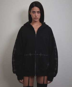 Stud Line Hood Zip-up (BLACK)