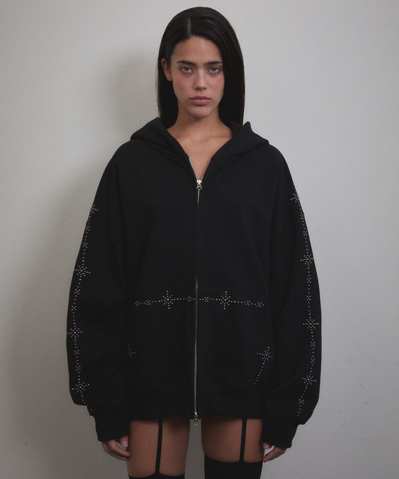Stud Line Hood Zip-up (BLACK)