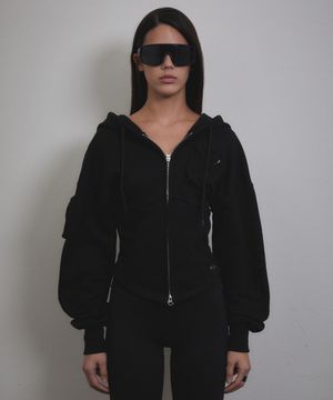 Jenny Corset Hood Zip-up (BLACK)