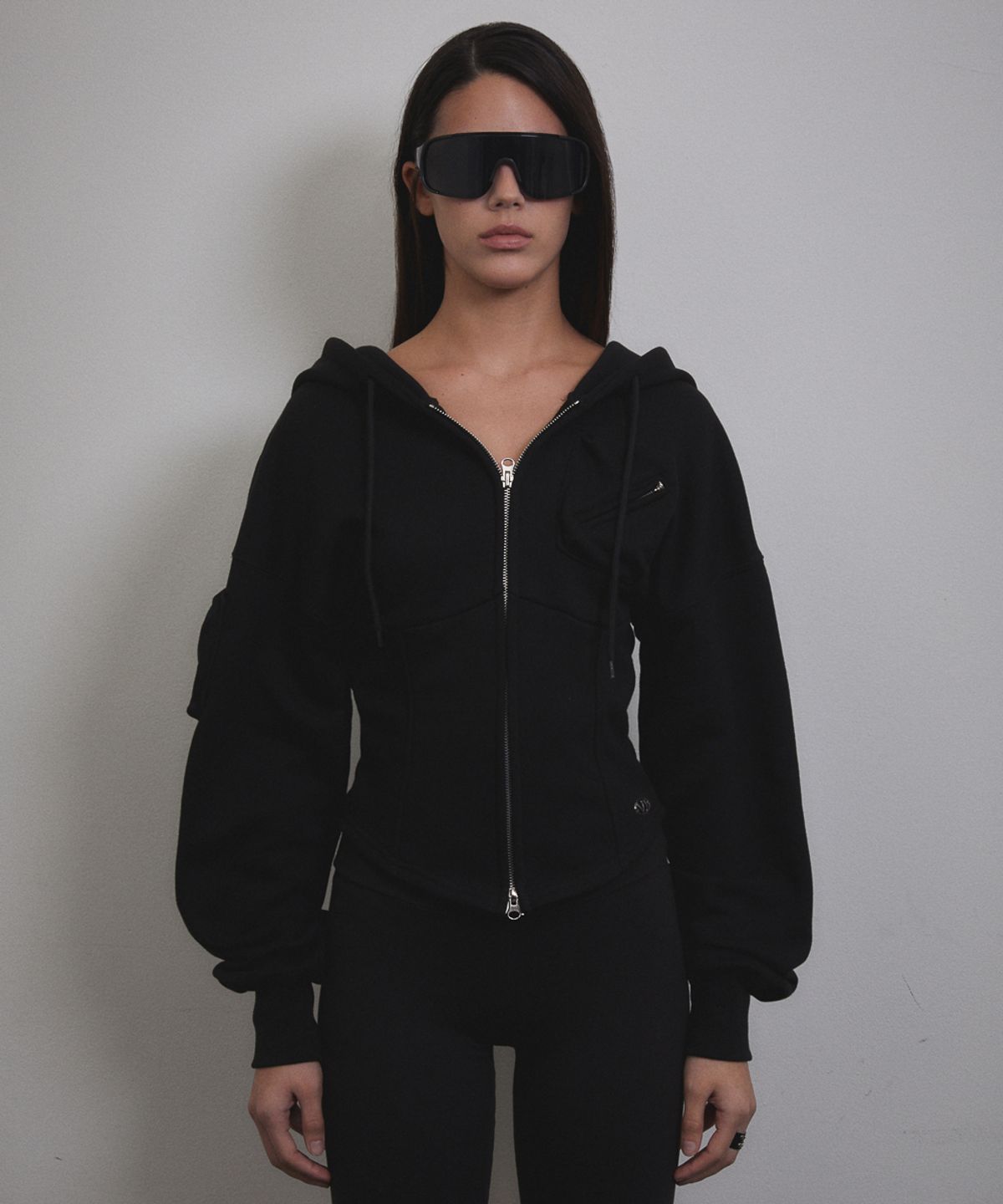 분트(VOONT) Jenny Corset Hood Zip-up (BLACK)