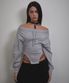 Corset Off Shoulder Sweatshirt (GRAY)