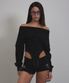 Corset Off Shoulder Sweatshirt (BLACK)