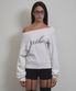 Lettering Off Shoulder Sweatshirt (IVORY)