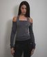 Eyelet Halter Long Sleeve (CHARCOAL)