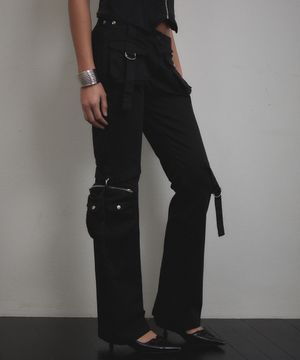 Cargo Strap Pocket Pants (BLACK)