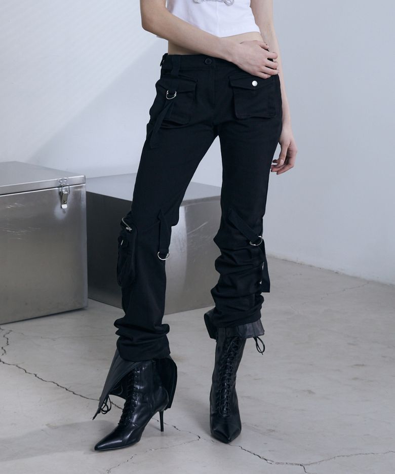 Cargo Strap Pocket Pants (BLACK)