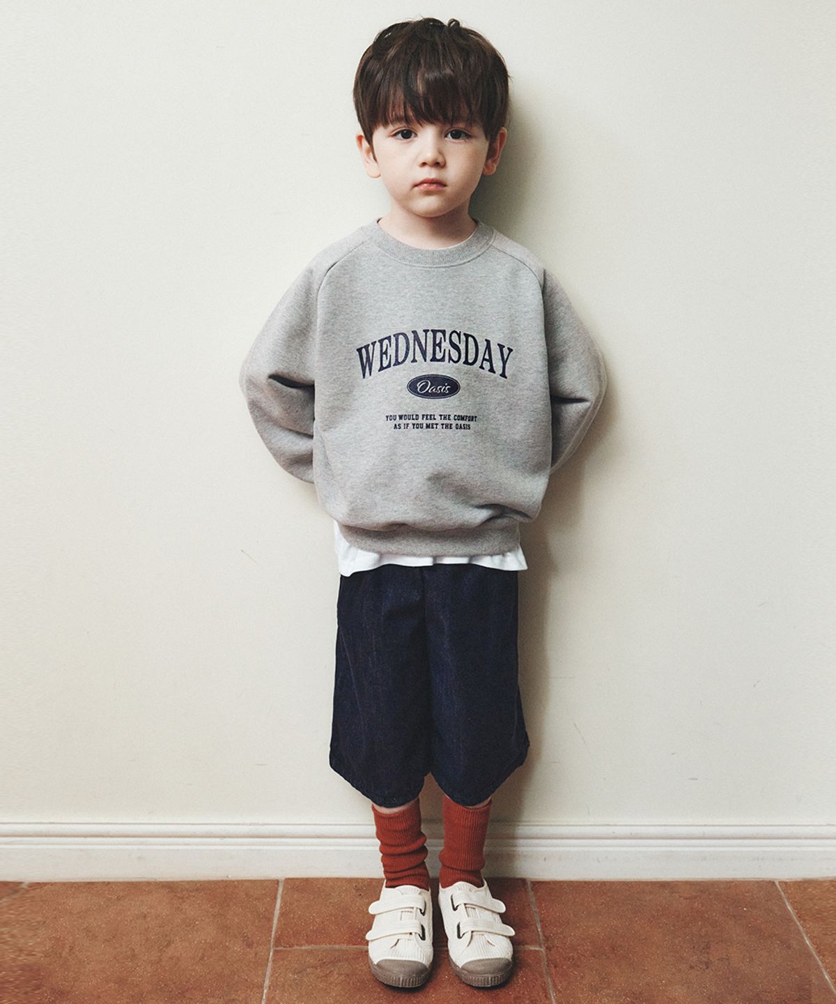 웬즈데이오아시스 키즈(WEDNESDAYOASIS KIDS) [Kids]시그니처 레글런 맨투맨_MELANGE(W26TP19)