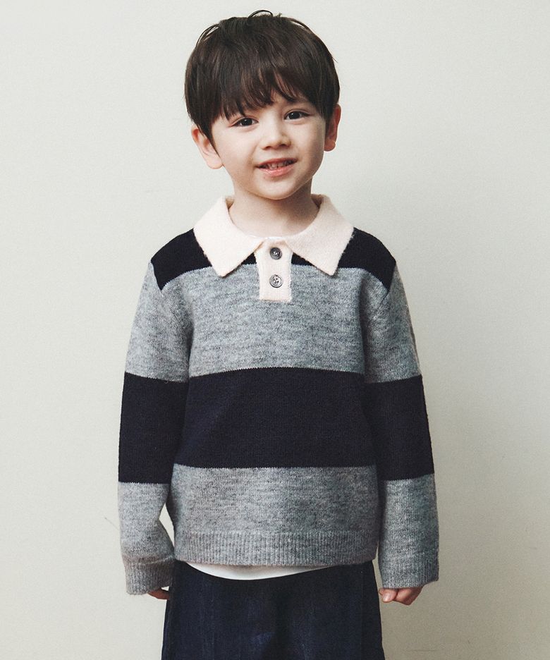 [Kids]올웨이즈 스트라이프 카라 니트_NAVY(WC26-KN36)