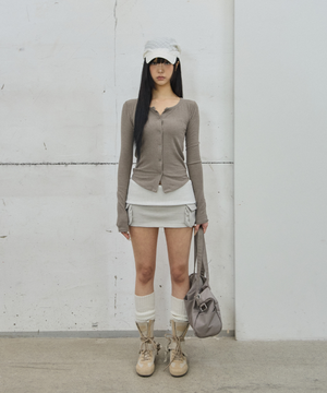 Long-Sleeve Button Cardigan / Mocha