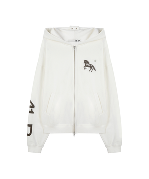 Midnight Horse Zip-up Hoodie /  Ivory