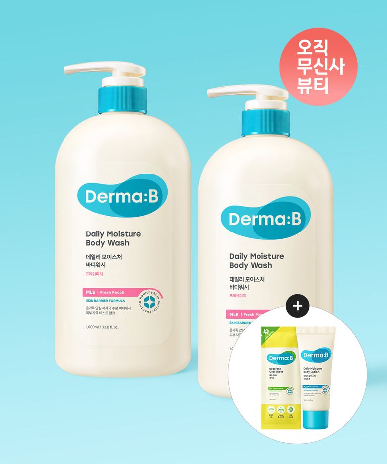 데일리 모이스처 바디워시 프레쉬피치 1000MLX 2개+[증정]쿨시트 1매+데일리바디로션 20ML