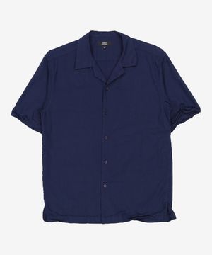 오픈 칼라 쇼트 슬리브 셔츠 [네이비] M