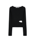 Slit Long Sleeve   Knit Top / Black