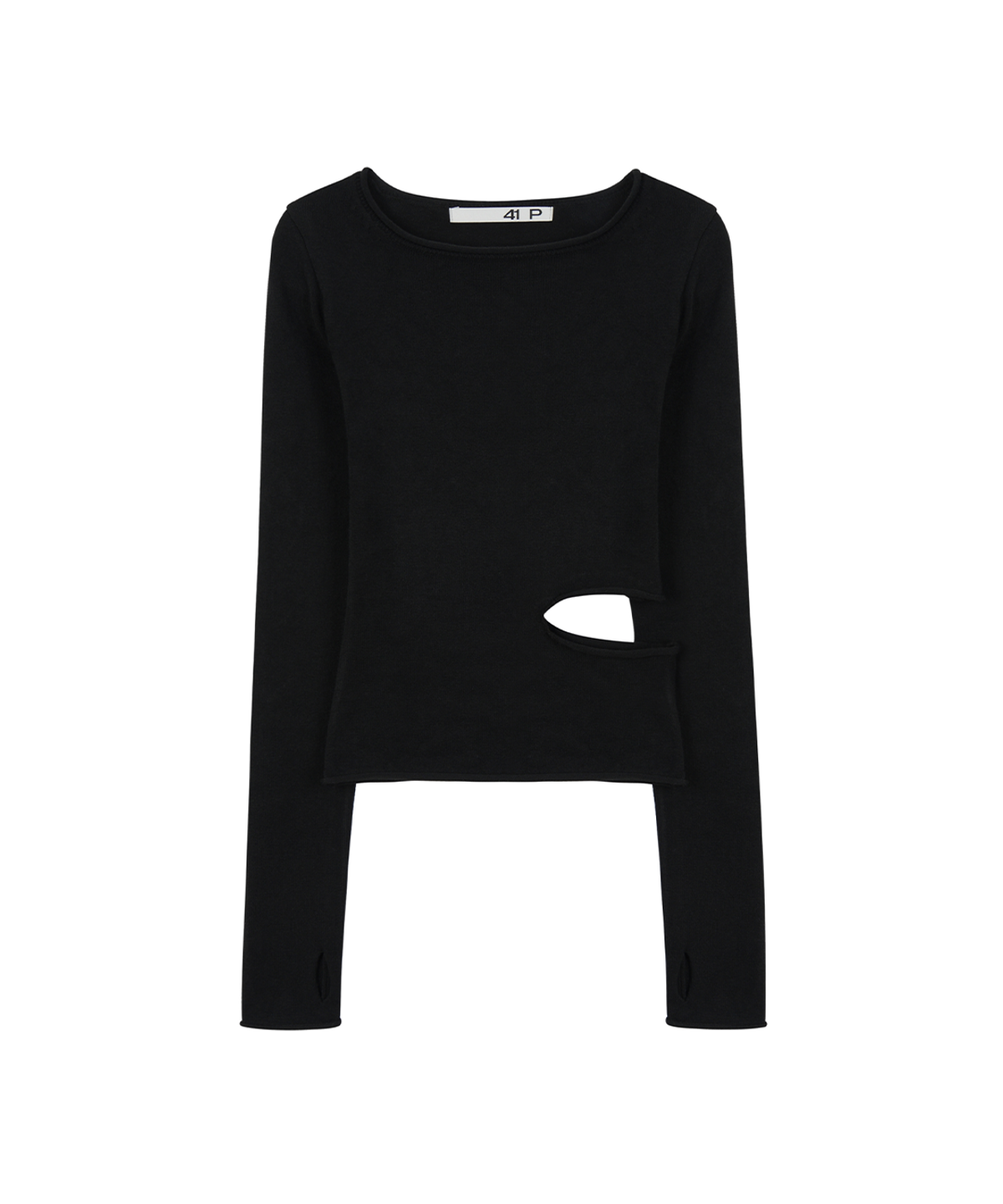 사일프레이(41PRAY) Slit Long Sleeve   Knit Top / Black