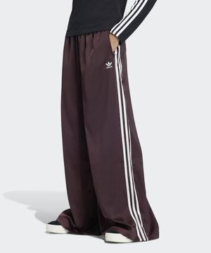 새틴 와이드 레그 트랙 팬츠 - 쉐도우브라운:화이트 / KQ6545