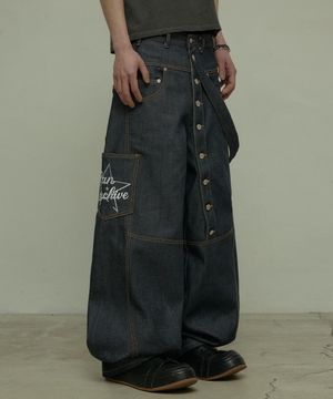 [0127] 사선 버튼 벨트 생지 카펜터 팬츠 - 인디고