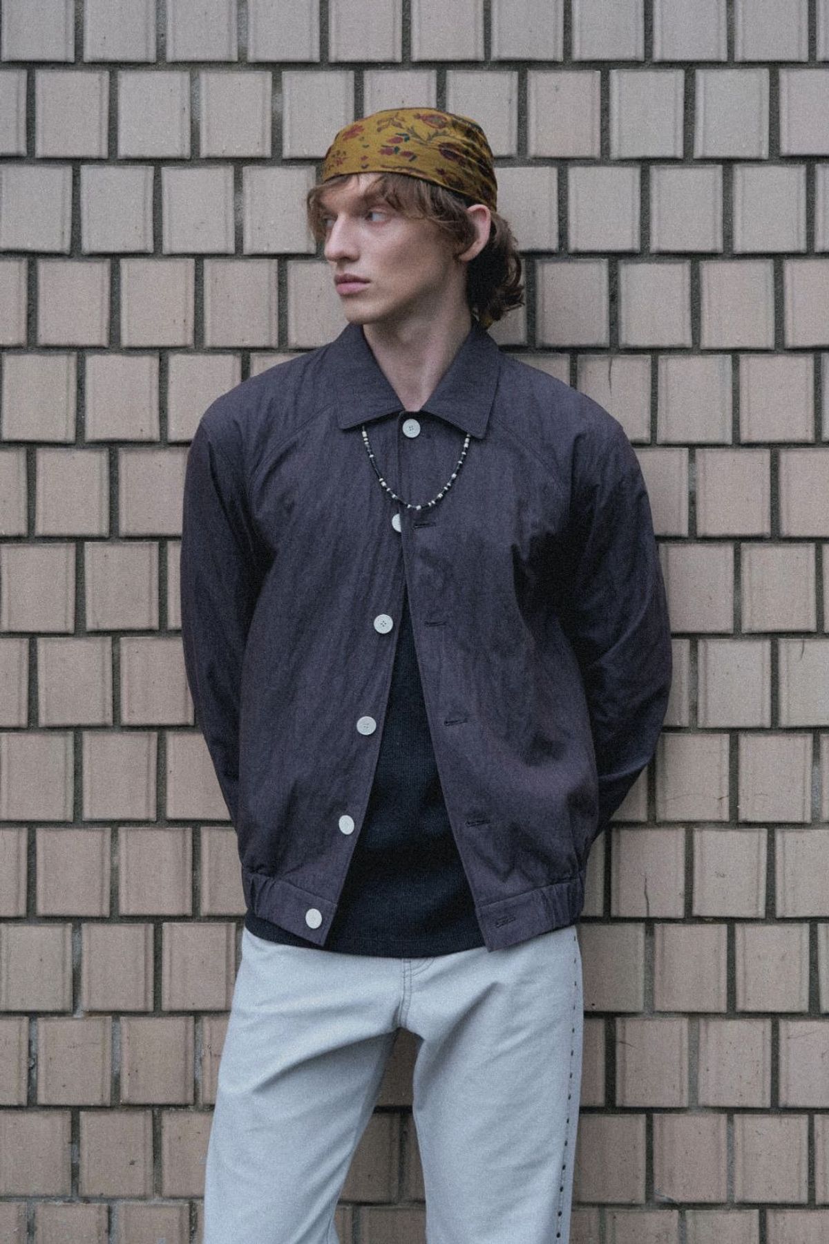 쿠메(KUMÉ) Men Casual Button Blouson, Charcoal