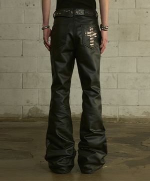 [0125] 크로스 스터드 레더 팬츠 - 블랙