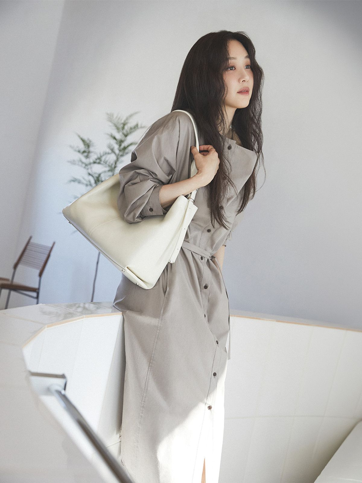 루에브르(LOEUVRE) Belted Cotton Long Dress SW6SO608-6B