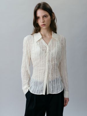 Sheer Creased Slim-Fit Blouse SW6SB632-90