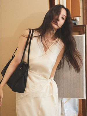 [정려원 착용] Satin Organza Layer Set Top SW6SB614-90