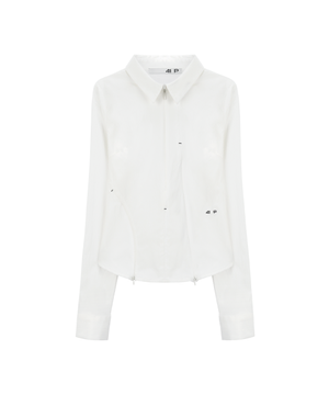 Zip Up Shirt Top / White