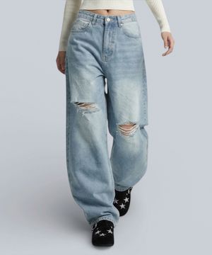 바스 벌룬 와이드 워싱 데님 팬츠 2 Color [ANBD_6015]