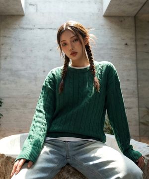 코너 라운드넥 꽈배기 케이블 니트 5 Color [ANBK_6001]