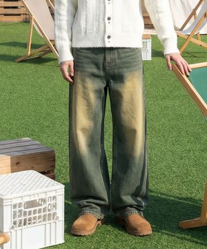 지오 백포켓 벌룬 와이드 워싱 데님 팬츠 2 Color [ANBD_8005]