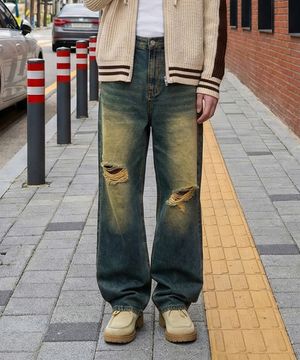 마르 벌룬 와이드 워싱 데님 팬츠 2 Color [ANBD_8015]