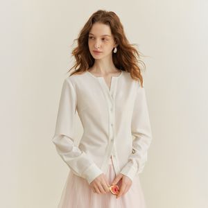 YY_Elegant v-neck white blouse