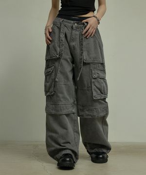 [0124] 아일렛 벨트 카고 팬츠 - 차콜