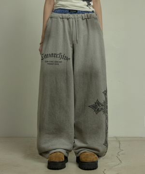 [0123] 새깅 밴드 와이드 스웨트 팬츠 - 그레이