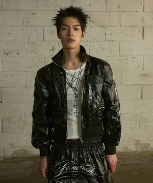 [0114] 글로시 트랙 집업 자켓 - 블랙