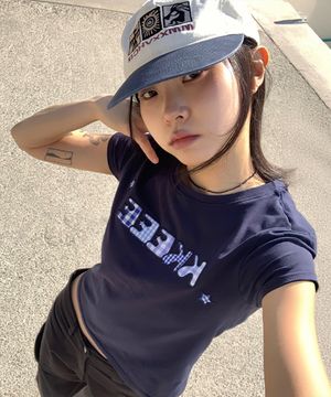 마이네임 체크패치 반팔티(3color)