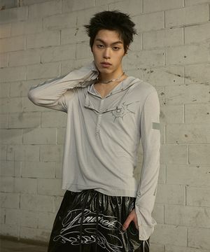 [0111] 스냅 레이어드 후드 롱슬리브 - 아이보리